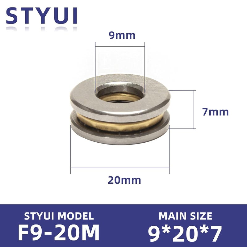 STYUI (10Pcs) F9-20M Miniature Thrust Ball Bearings 9mm x 20mm x 7mm Miniature Plane Thrust Bearings Chrome Steel One Way - Image 3